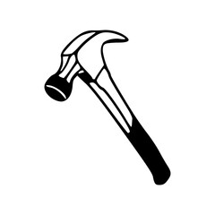 a line art drawing of a hammer isolated on white