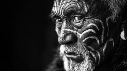 Obraz premium close-up of a man's face with tattoos 
