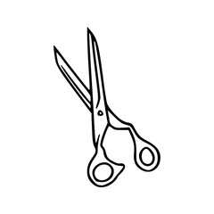 a line art drawing of a scissors isolated on white