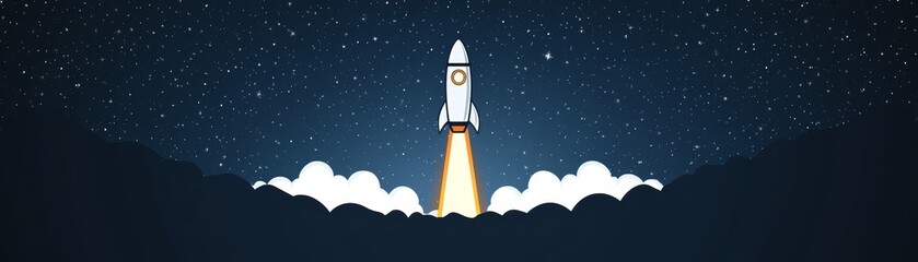 Fototapeta premium Majestic rocket launch journey through the night sky into the vast expanse of space