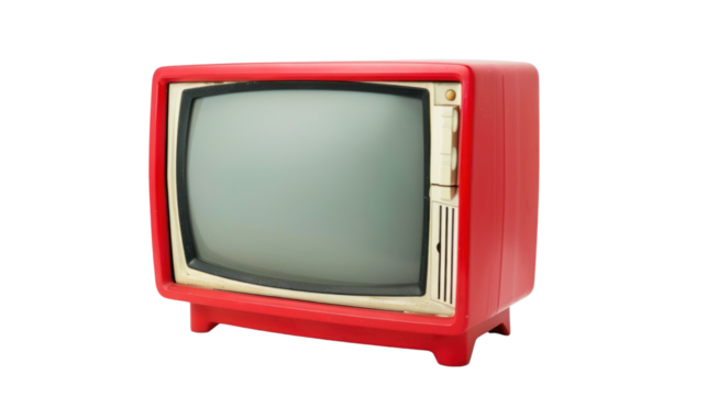 This vibrant red vintage television set showcases classic design elements, evoking nostalgia and charm from the past. A perfect retro decoration piece.