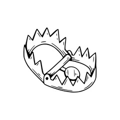 a line art drawing of an animal trap illustration