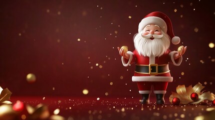 Smiling Santa Holding a Shining Star Ornament Amidst Christmas Sparkles.