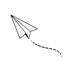 a line art drawing of a paper plane illustration