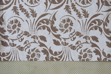 decorative scrapbooking floral damask paper and border with dots