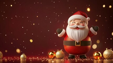 Smiling Santa Holding a Shining Star Ornament Amidst Christmas Sparkles.