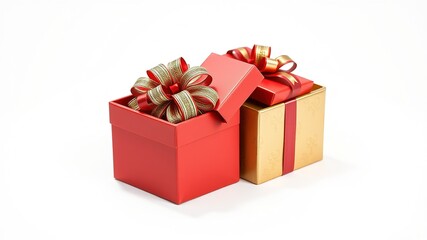 Obraz premium Gift Boxes Red Gold - AI Photorealistic Gift Wrapping Design