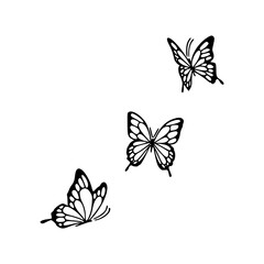 a line art drawing of a set of butterflies