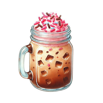 iced coffee drink with sprinkles clip art preview
