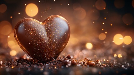 Obraz premium A chocolate heart surrounded by bold cartoon sparkles
