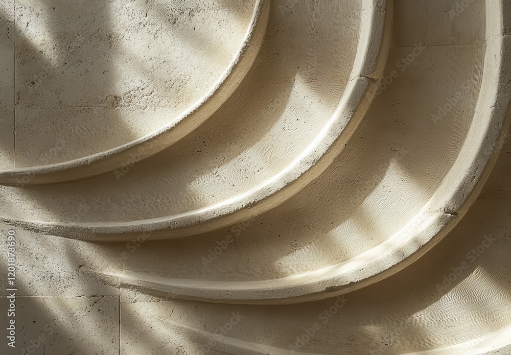 Poster elegant abstract wall design with curved lines and soft shadows, showcasing subtle textures and laye