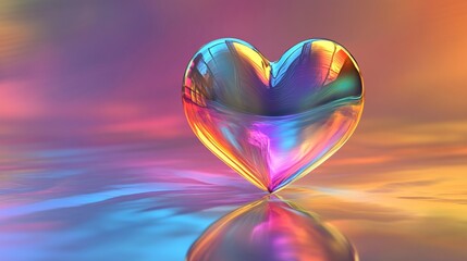 A holographic heart texture with exaggerated rainbow gradients