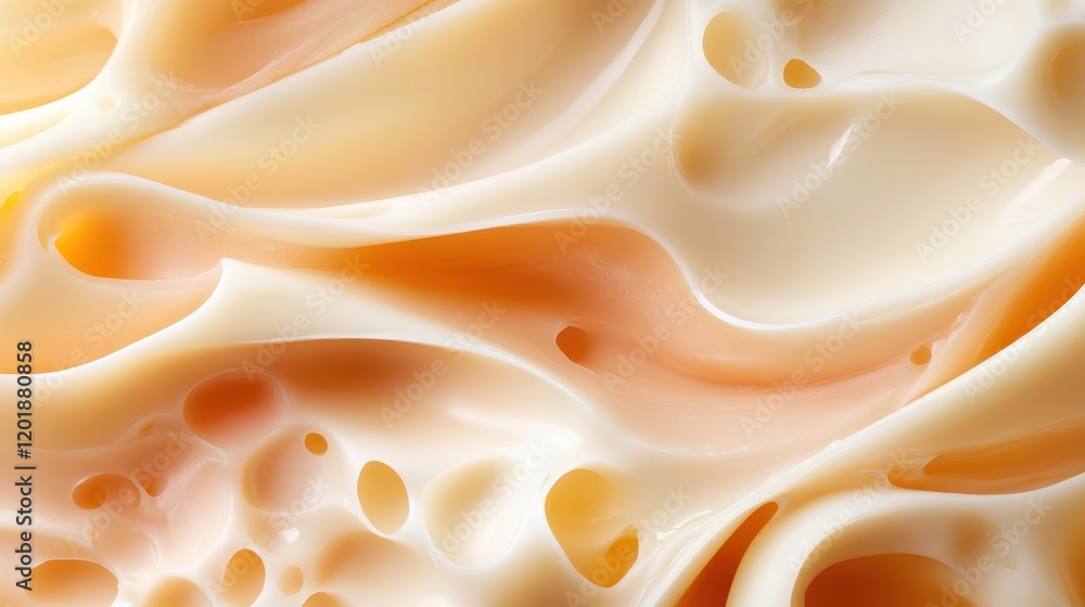 Poster a close-up view of creamy swirls and waves, showcasing smooth textures with an abstract and artistic