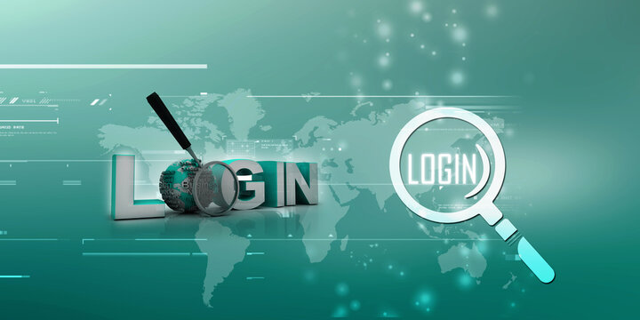 3d login illustration with globe
