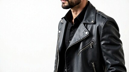 Stylish Gray Leather Jacket - High Fashion Photography