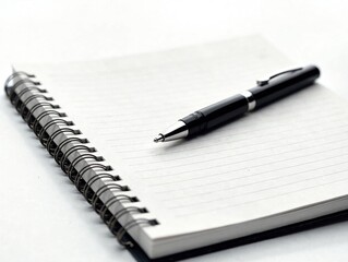 Naklejka premium Notebook and Pen on White - High-Resolution Image