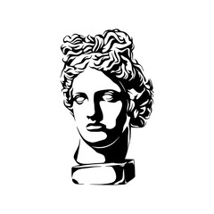 a drawing silhouette of a person face sculpture