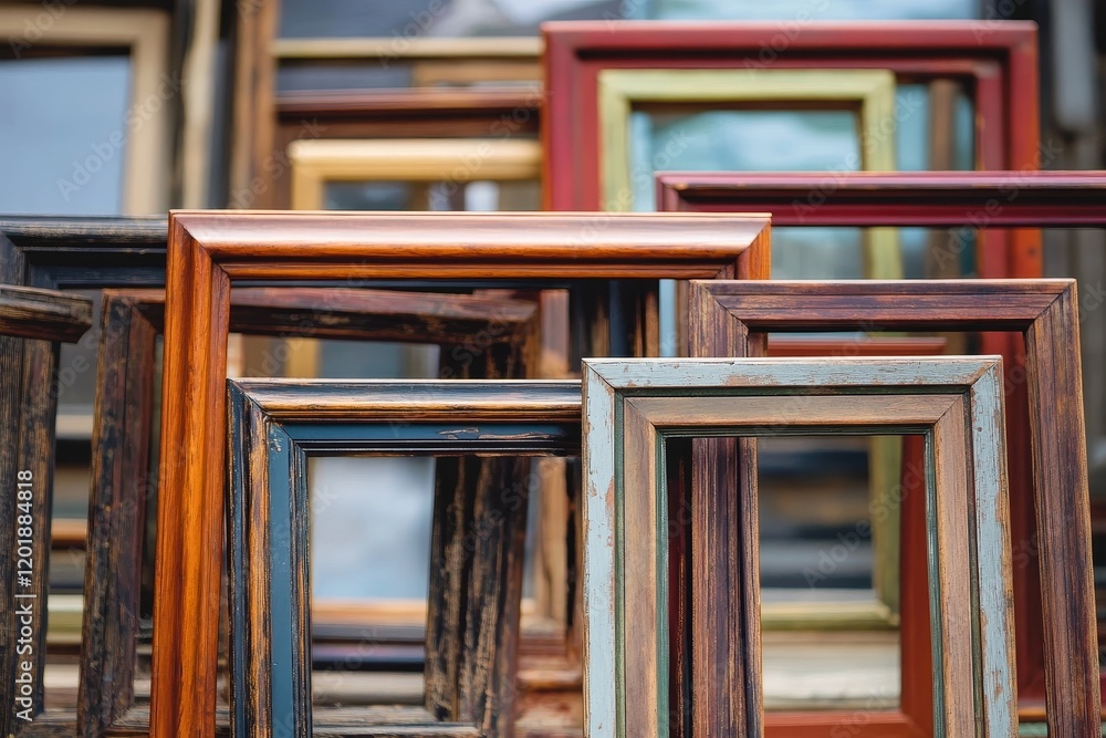 Poster antique picture frames stacked display collection