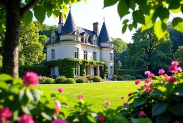 Fototapeta premium Majestic Chateau Garden - AI Photography