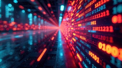 Obraz premium Hyperspeed Data Flow - Futuristic Binary Code