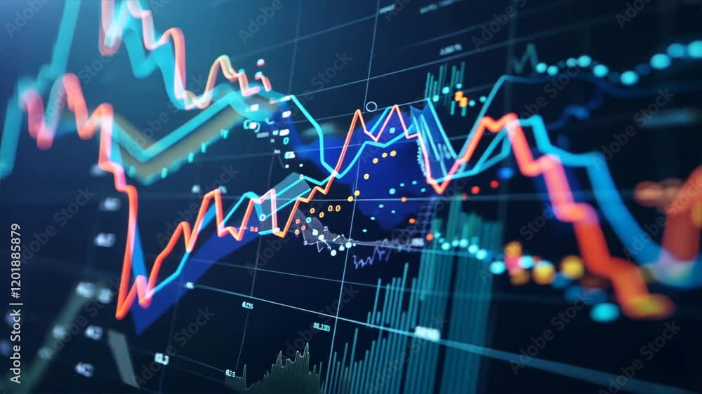 Aufkleber dynamic financial data visualization explore colorful graphs and charts for stock market analytics, 