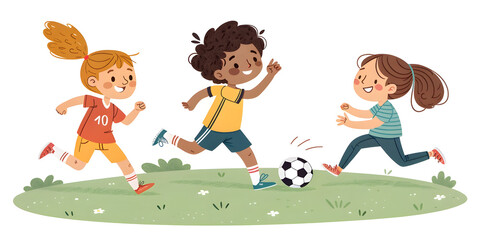 children playing football