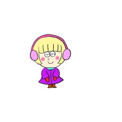 cute girl (海外風ポップなブロンド耳当てをした女の子手書き風)