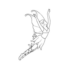 a line art drawing of a dancing fairy illustration