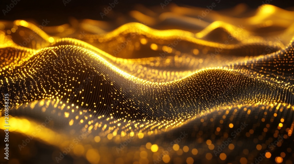 Leinwandbilder a wide-angle view of a d gold line graph with golden curves and data points, highlighting trends and