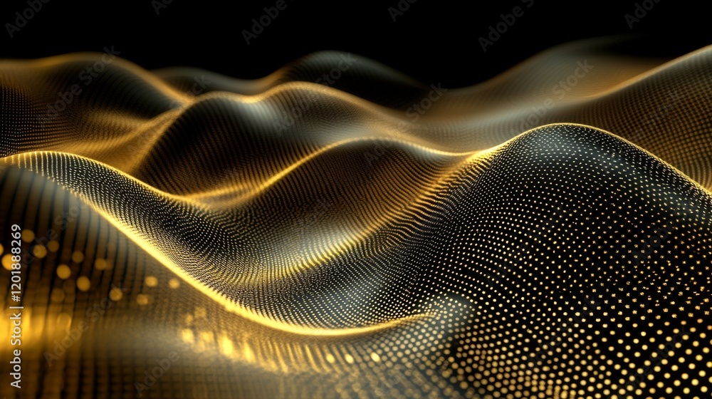 Leinwandbilder a wide-angle view of a d gold line graph with golden curves and data points, highlighting trends and