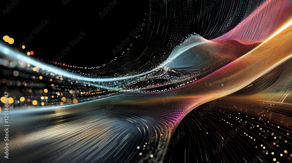 Aufkleber A wide-angle view of a D line graph with multiple data series, showing curves and intersections in a dynamic and detailed digital presentation.
