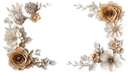 Elegant floral frame featuring delicate cream and beige roses, perfect for invitations, announcements, or artistic presentations.