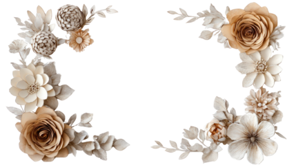 Elegant floral frame featuring delicate cream and beige roses, perfect for invitations, announcements, or artistic presentations.