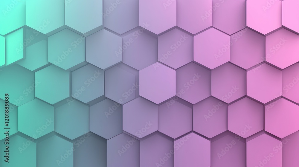 Poster abstract pastel hexagon pattern: a smooth gradient background of 3d geometric shapes