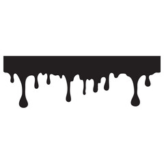 Dripping blood liquid borders silhouette in black vector icon ink style, vector cartoon illustration. Set of different drainage patterns for horror and spooky
