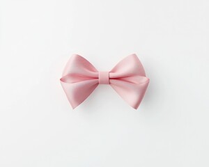 Elegant pink bow on a white background, perfect for gifts and fashion accessories.