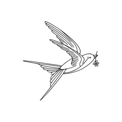 a line art drawing of flying bird design illustration