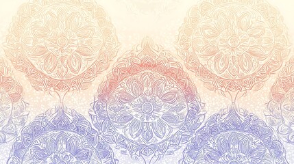 Elegant Mandala Pattern Design Pastel Purple Orange