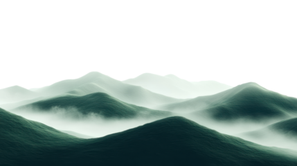 A serene view of rolling hills shrouded in mist, creating a tranquil atmosphere perfect for relaxation and escape into nature's beauty.