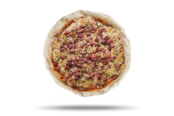 Pizza recortada no fundo transparente com sombra descolda fácil de ser retirada para aplicação de outros fundos