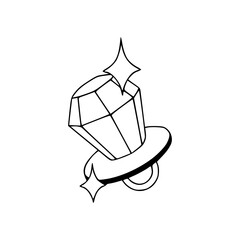 a line art drawing of a diamond ring illustration