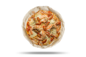 Pizza recortada no fundo transparente com sombra descolda fácil de ser retirada para aplicação de outros fundos