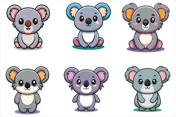 cute koala cartoon vector icon illustration isolated