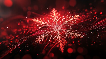 Shows a glowing red fiber basis with a festive snowflake tattoo style