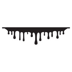 Dripping blood liquid borders silhouette in black vector icon ink style, vector cartoon illustration. Set of different drainage patterns for horror and spooky
