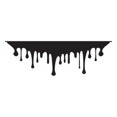Dripping blood liquid borders silhouette in black vector icon ink style, vector cartoon illustration. Set of different drainage patterns for horror and spooky
