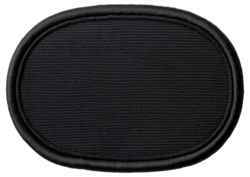 Blank black patch for clothing with a textured surface and sturdy border isolated on transparent background. - Powered by Adobe