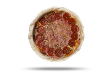 Pizza recortada no fundo transparente com sombra descolda fácil de ser retirada para aplicação de outros fundos