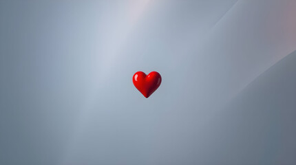 A minimalist image featuring a red heart isolated background, employing long exposure effects to add subtle light trails, maintaining a clean and modern aesthetic.