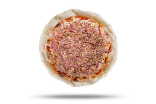 Pizza recortada no fundo transparente com sombra descolda fácil de ser retirada para aplicação de outros fundos